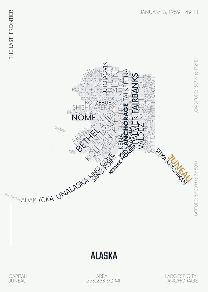 Alaska USA text map