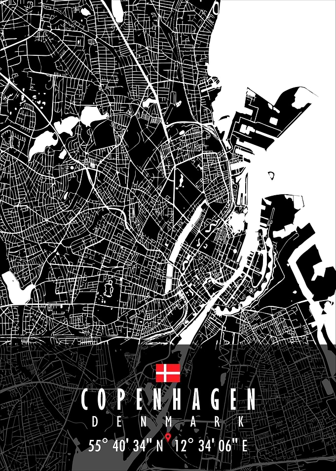 COPENHAGEN MAP DENMARK