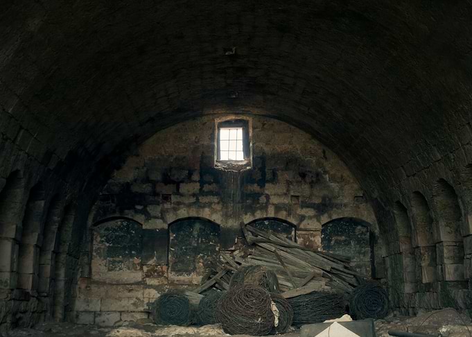Abandoned barn stone dark