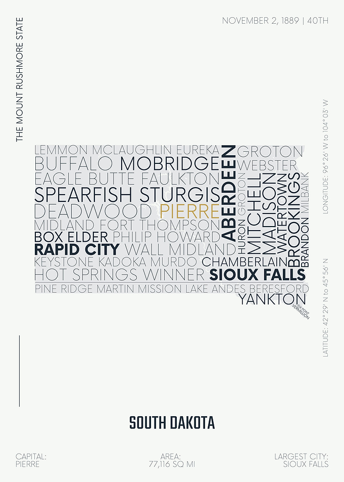 South Dakota USA map