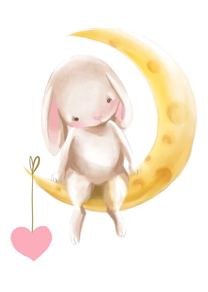 Cute Bunny on the moon
