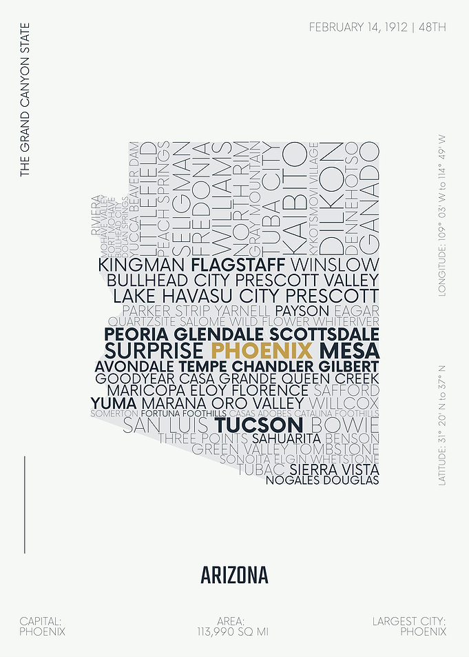 Arizona USA text map