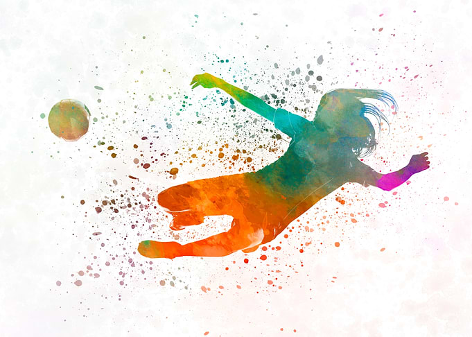 Watercolor soccer player
