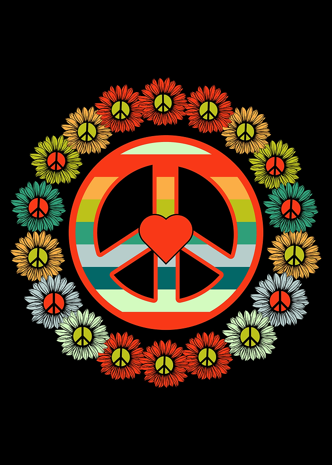 hippie flower logo sun