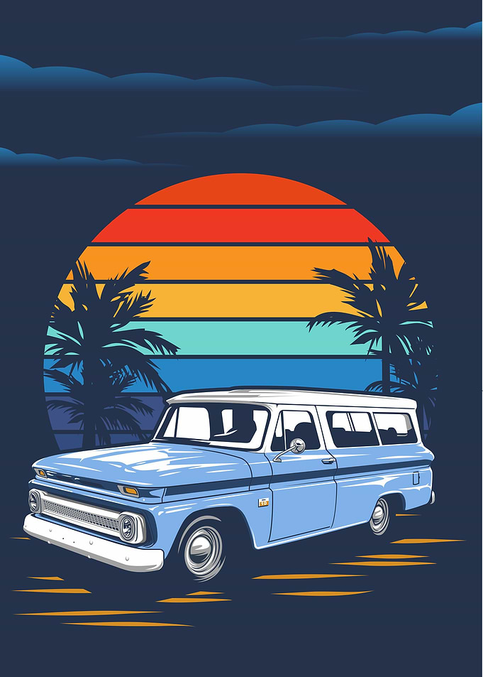 SUMMER CLASSIC CAR POSTER