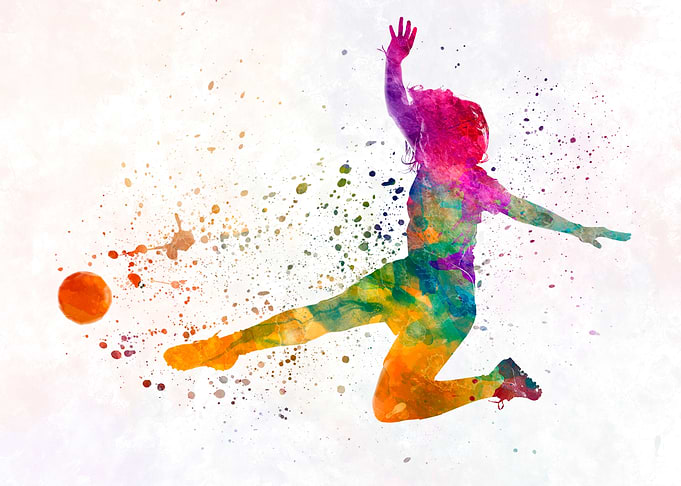 Watercolor soccer player