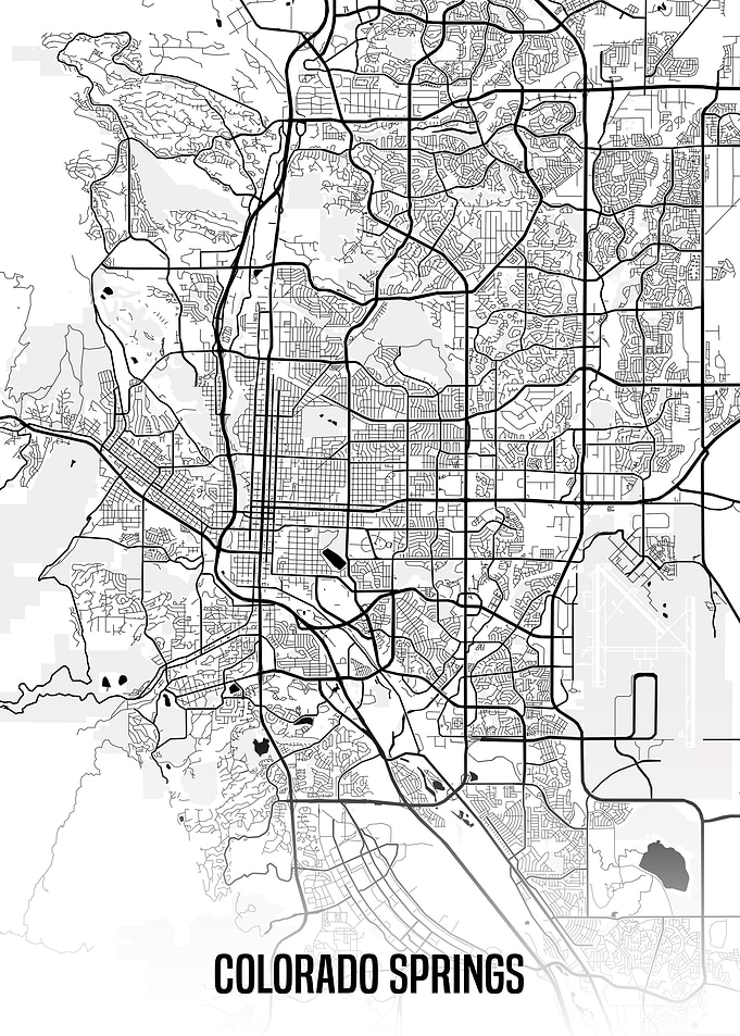 Colorado Springs white map