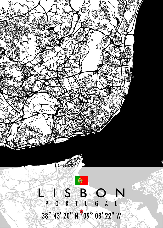 LISBON MAP PORTUGAL