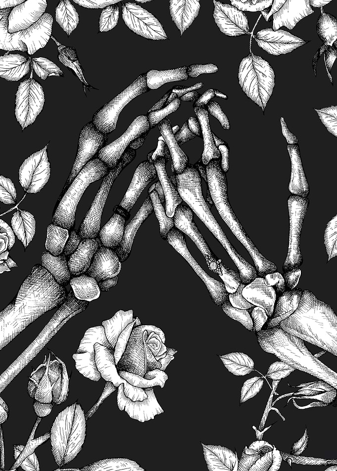 Skeleton Hands and Roses