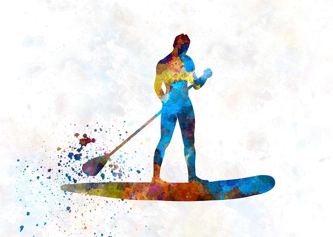 paddle surf in watercolor
