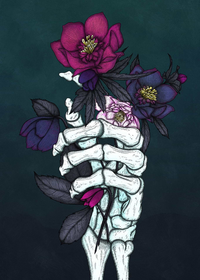 Skeleton and Hellebores