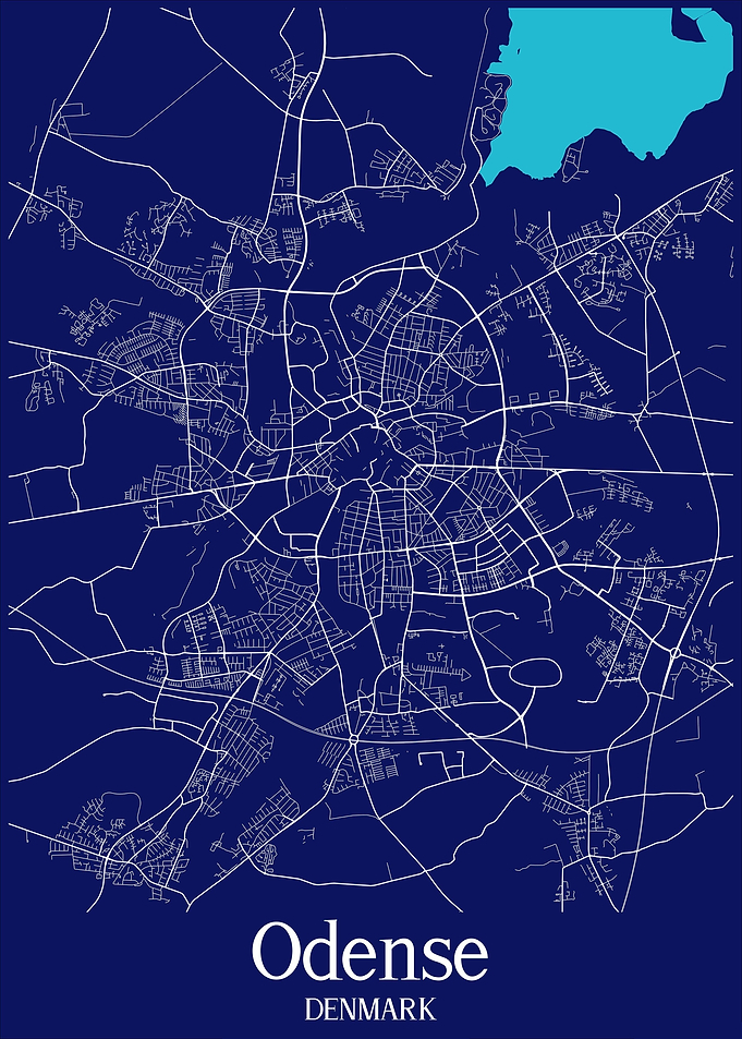 Odense City Map Denmark