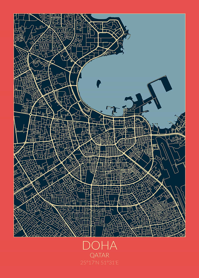 Doha Map Red Blue