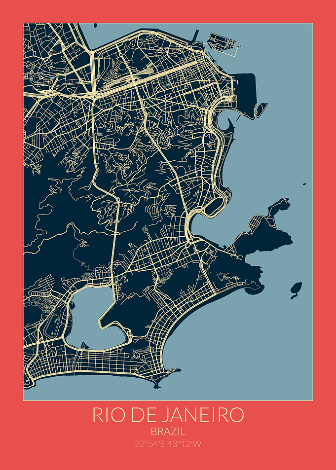 Rio de Janeiro Map RedBlue