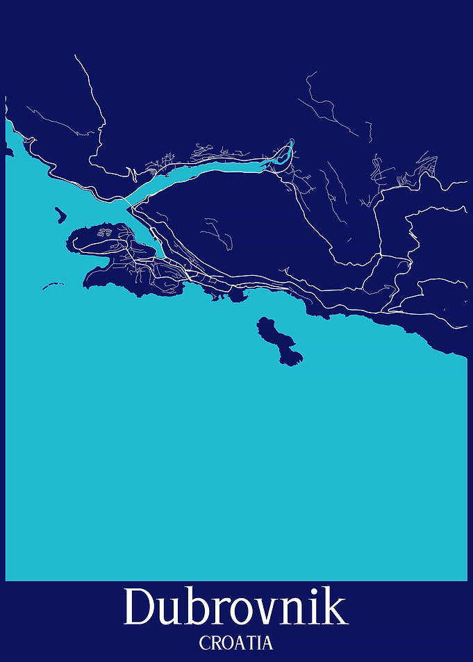 Dubrovnik City Map Croatia