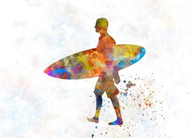 Surf in watercolor