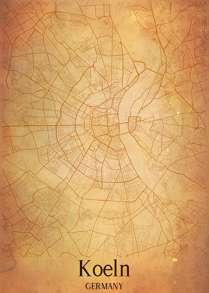 Cologne City Map Vintage
