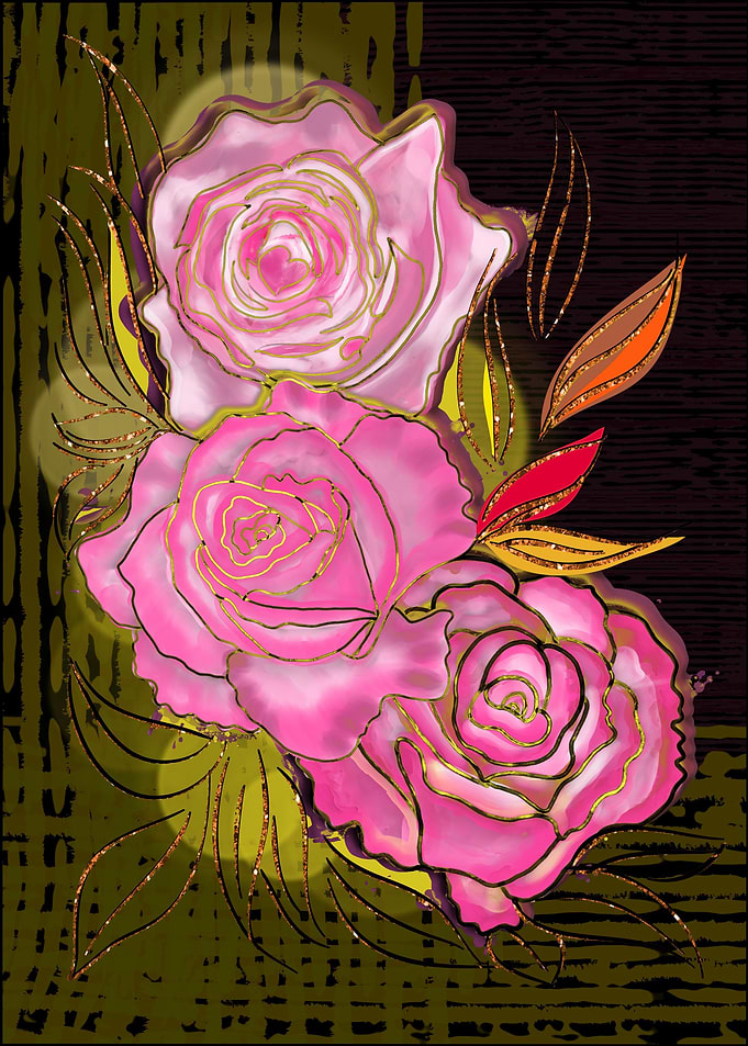 Roses Flowers painted