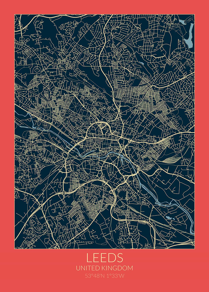 Leeds Map Red Blue