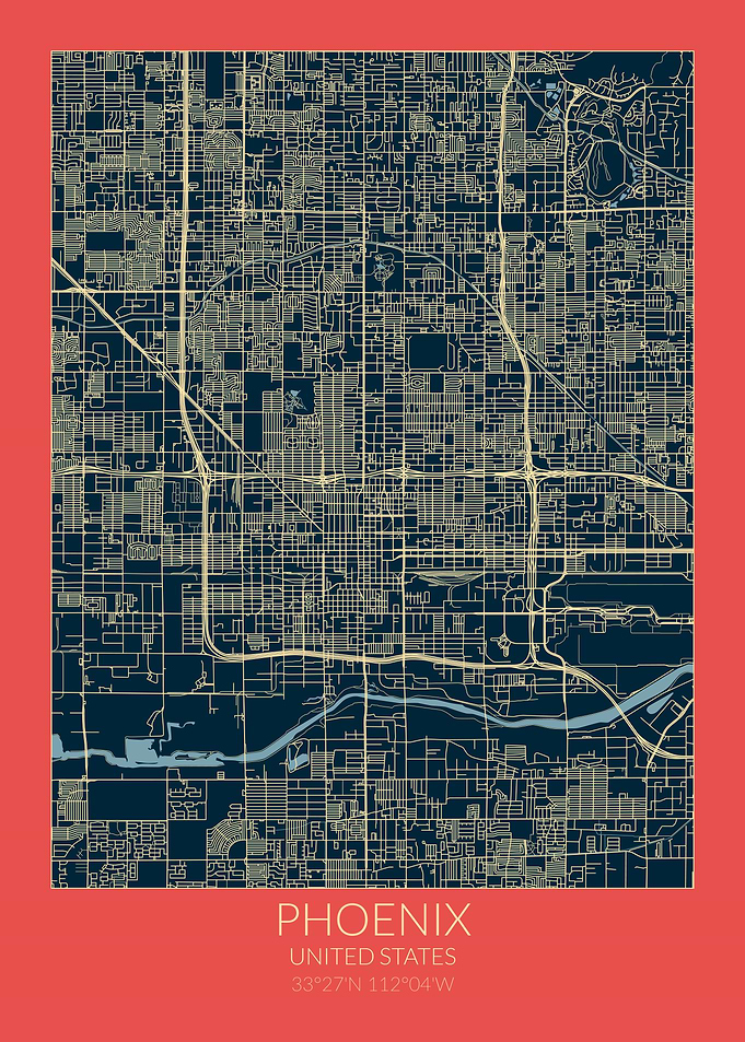 Phoenix Map Red Blue