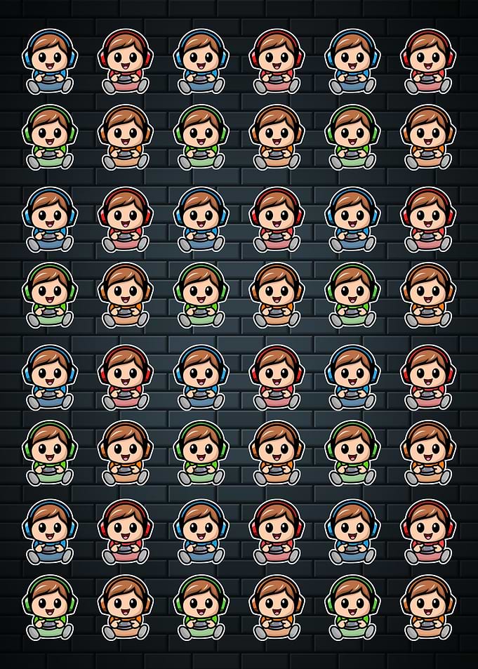 Kawaii Chibi Gamer Boy Set
