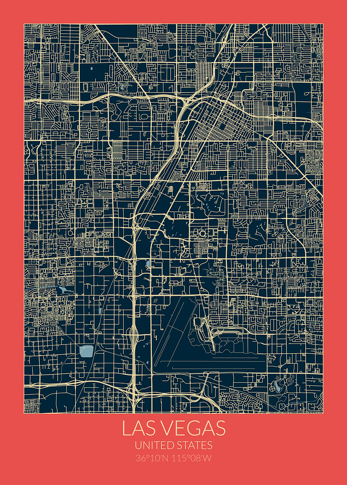 Las Vegas Map Red Blue