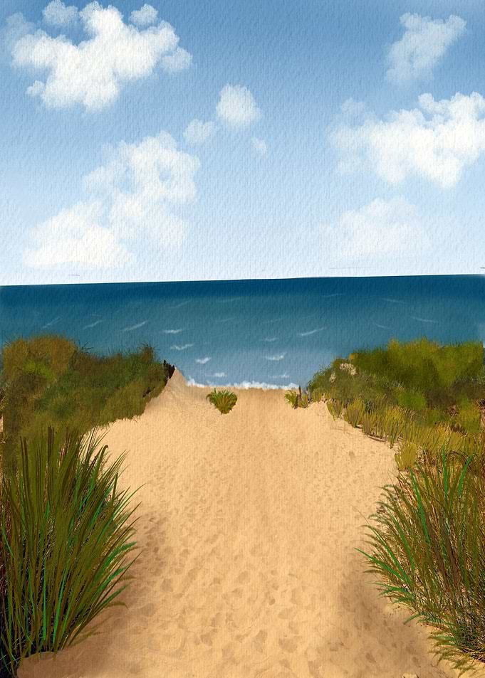 Sandy Sea Beach painted