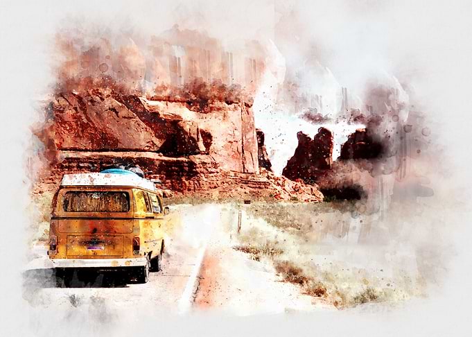 Watercolor Travel Van