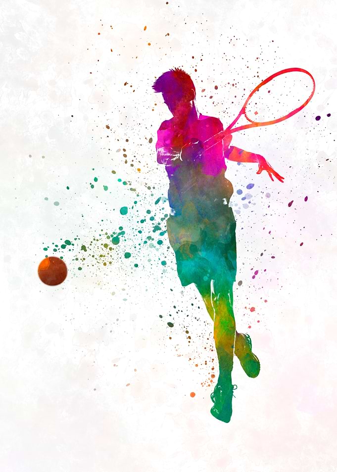 Watercolor tennis player