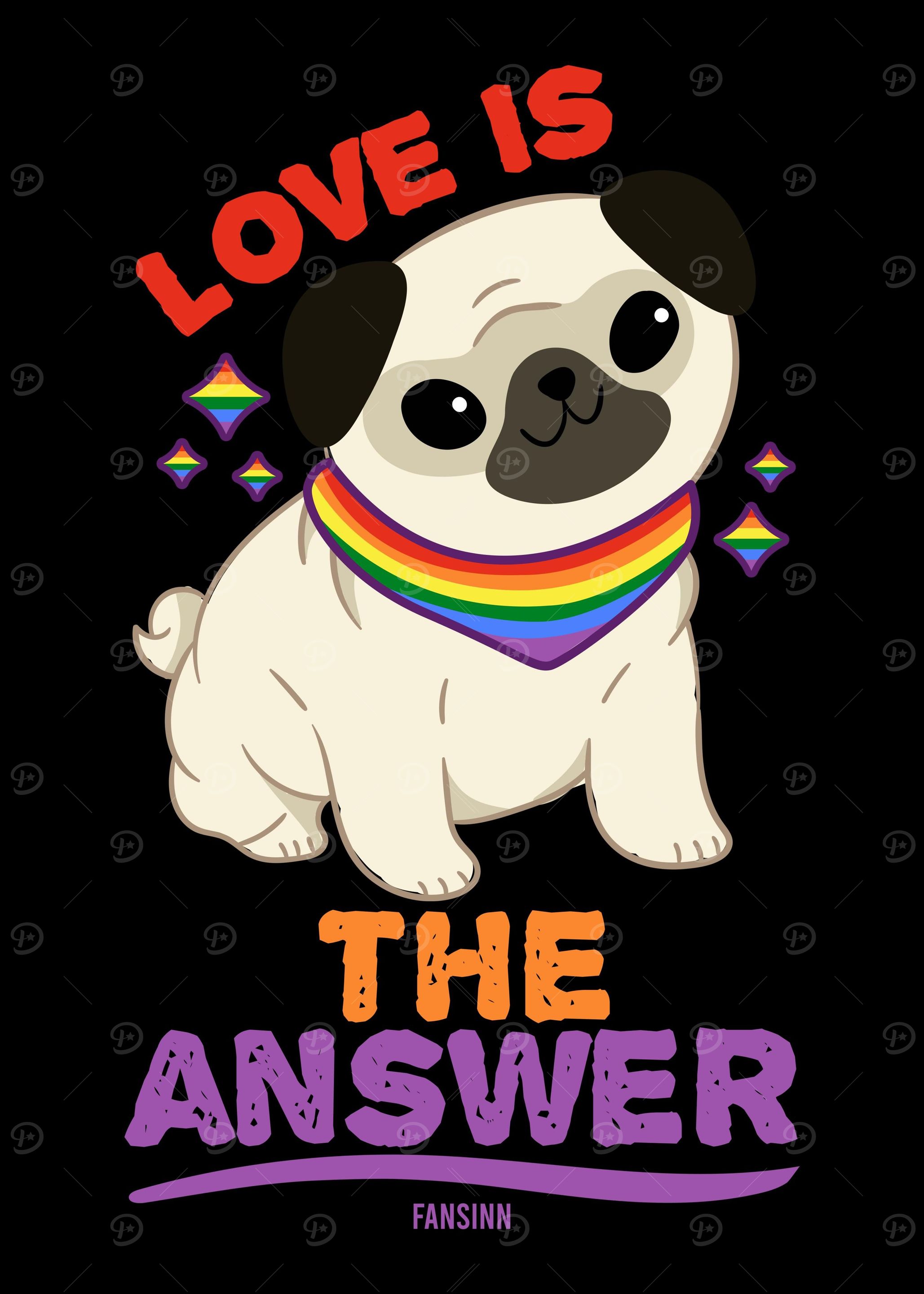 Love Rainbow Mops Dog Pup