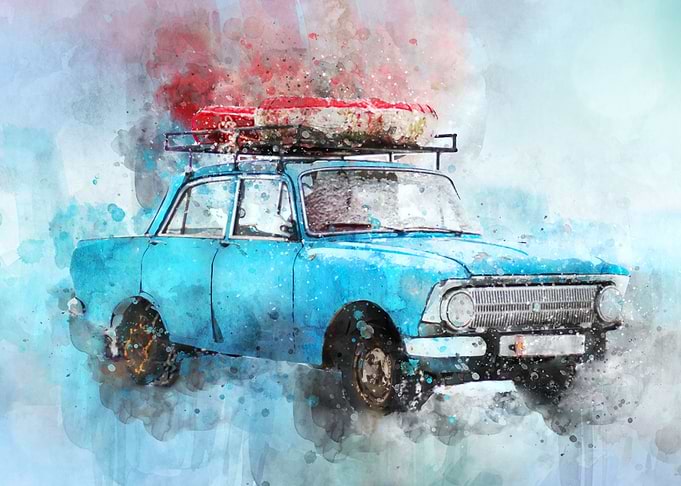 Digital Watercolor Car