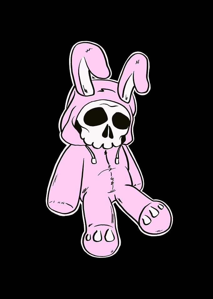 Skeleton Skull Pink Bunny