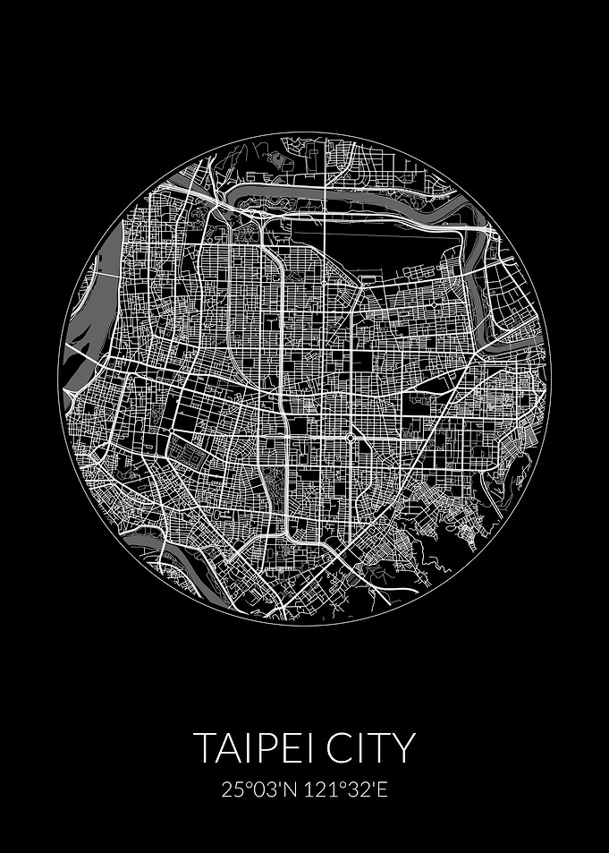 Taipei City Map Black