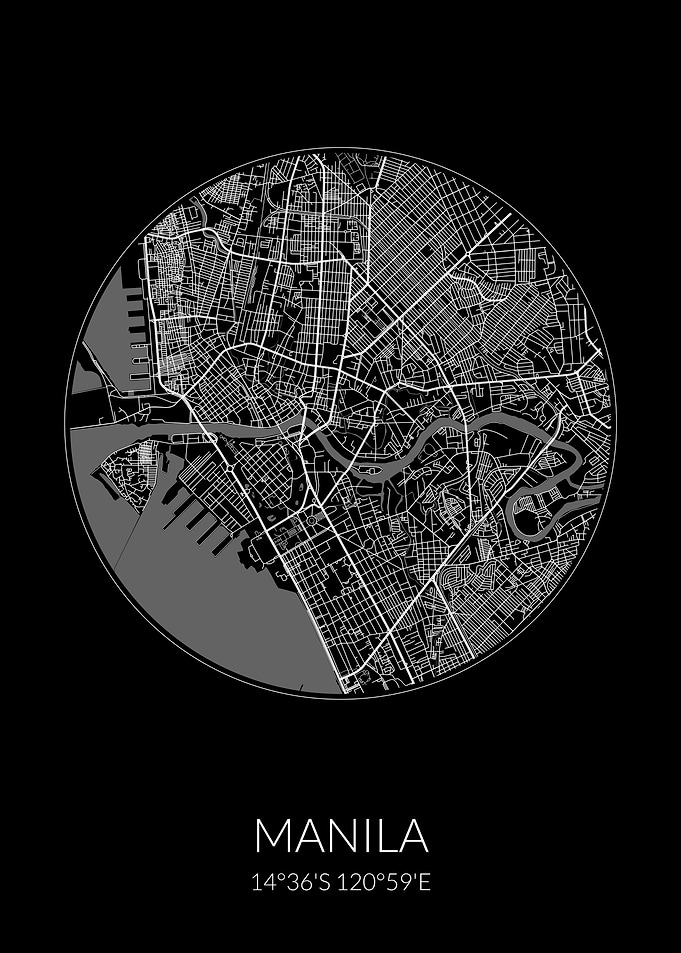 Manila City Map Black