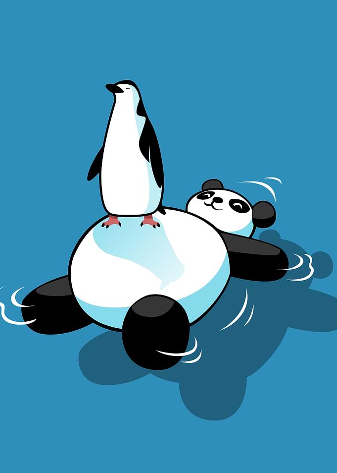Penguin on top of Panda