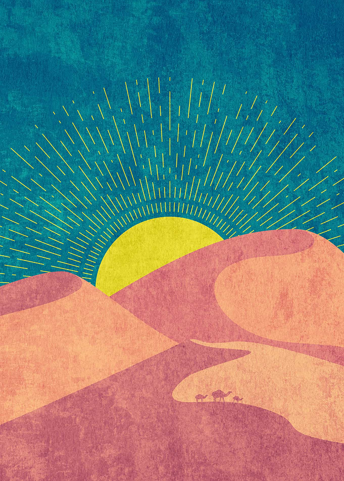 Camels in desert