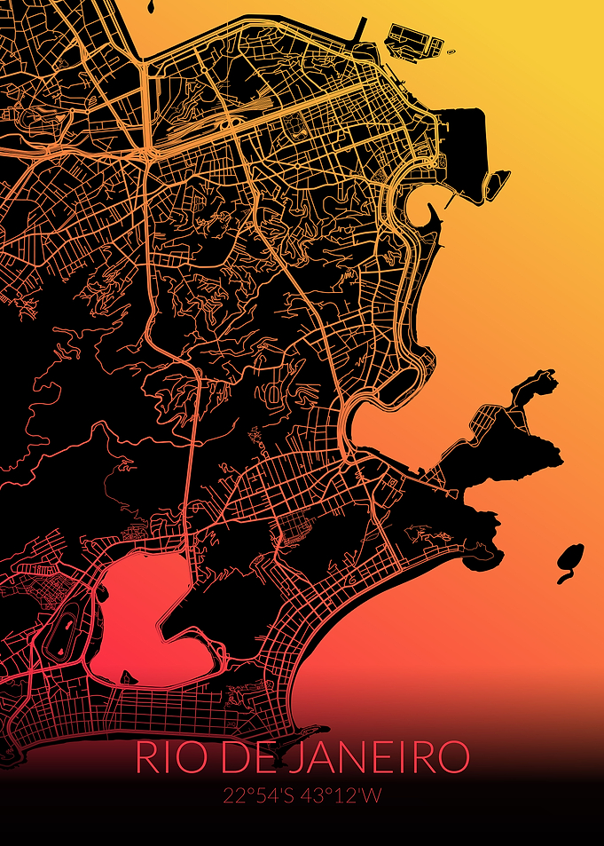 Rio de Janeiro Map Orange