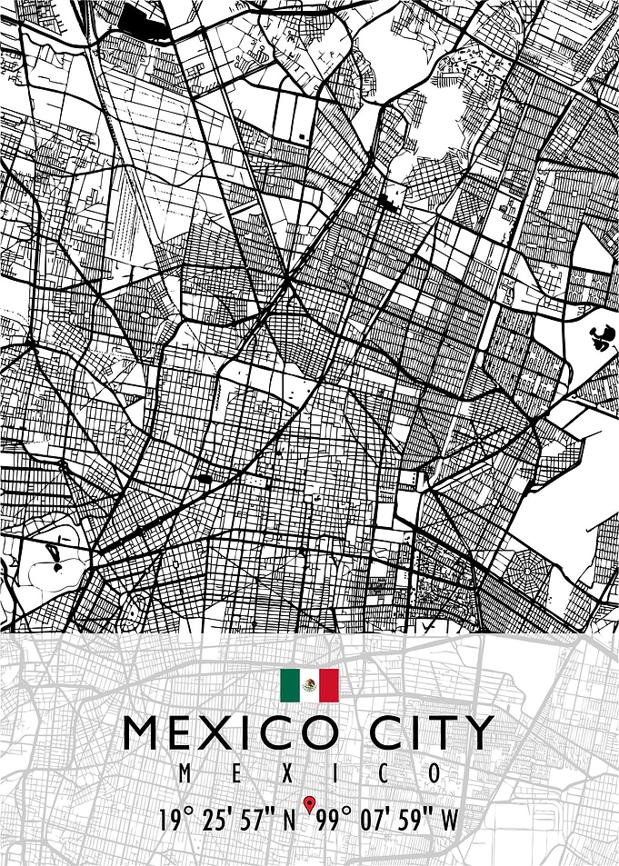 MEXICO CITY MAP MEXICO