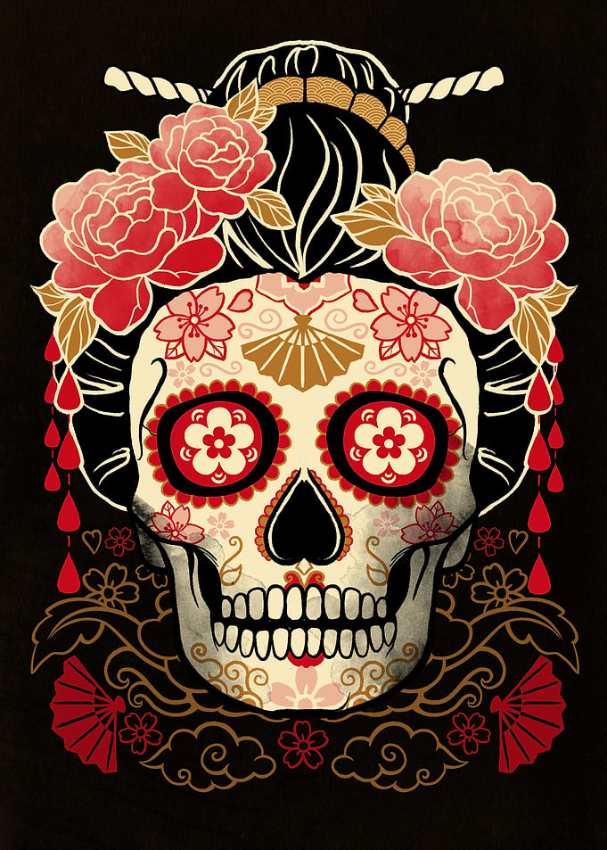 geisha calavera skull