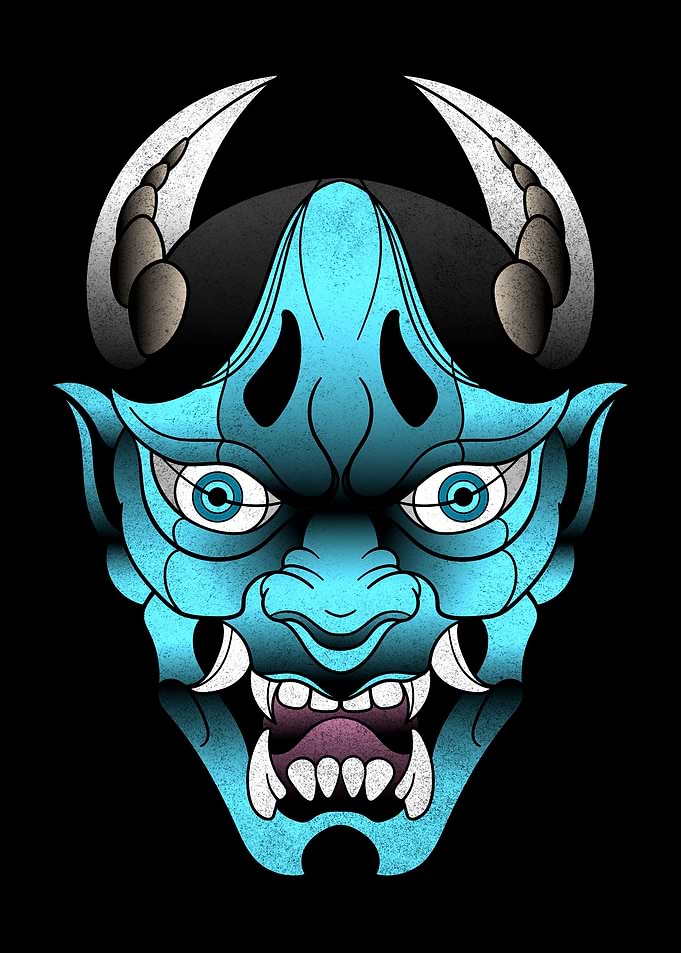 hannya demon blue