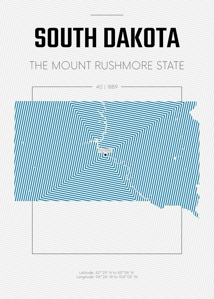 South Dakota USA STATE map