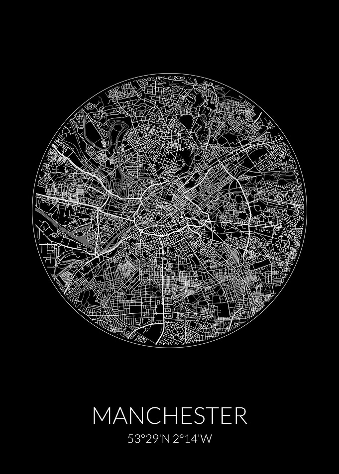 Manchester City Map Black