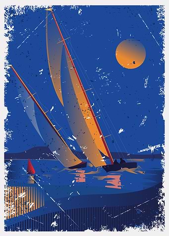 Windy evening and sailboat