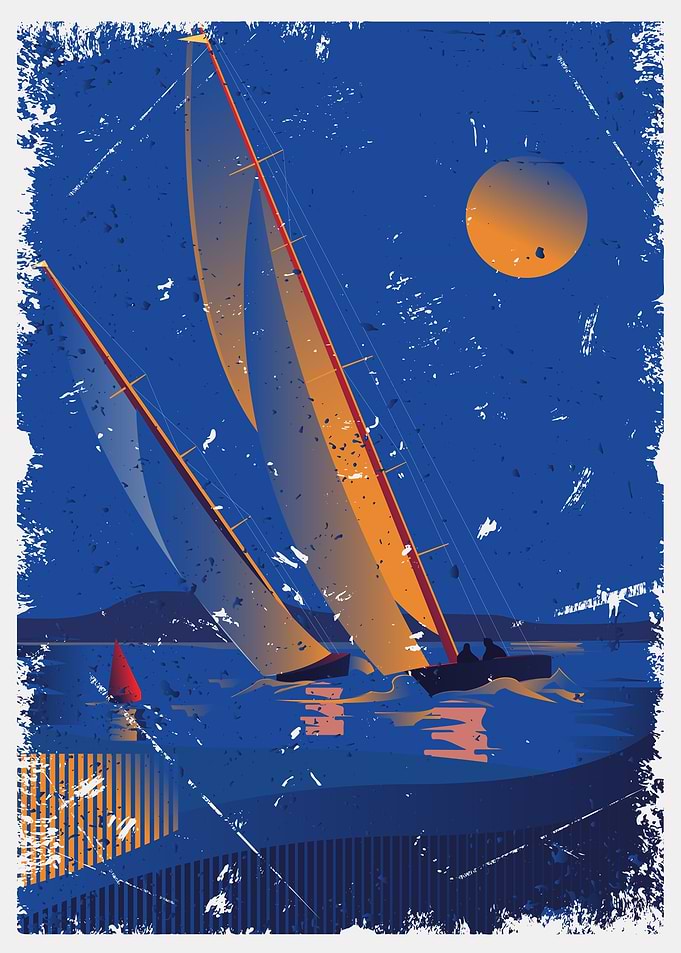 Windy evening and sailboat