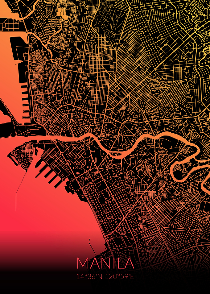 Manila Map Black Orange