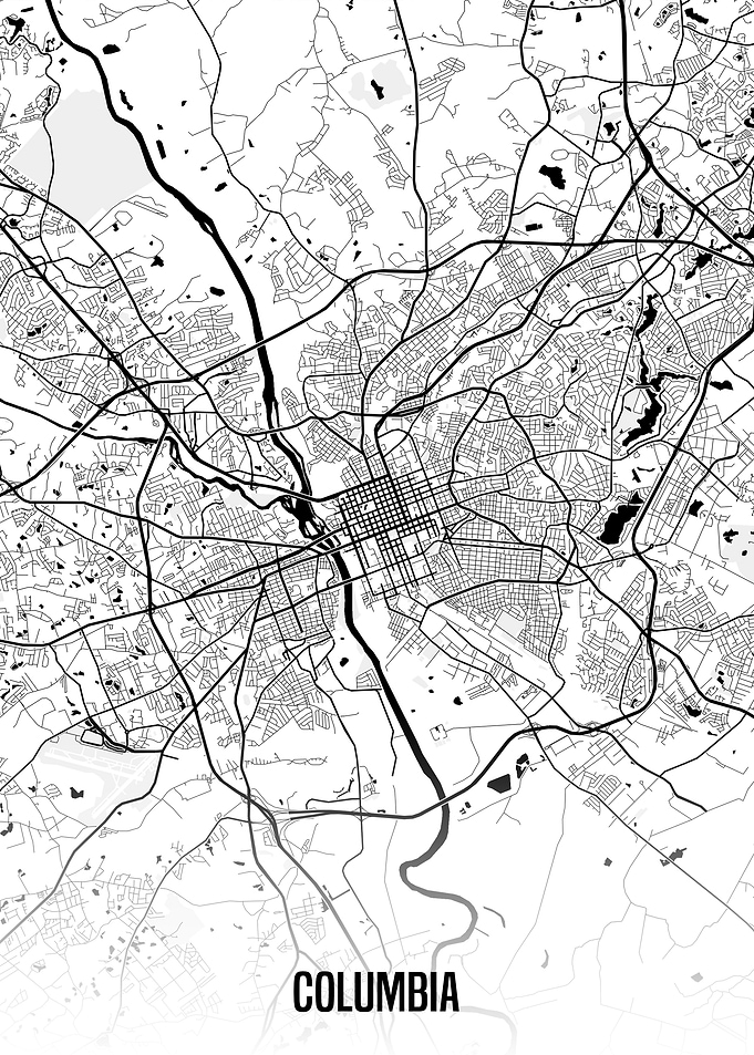 Columbia white map