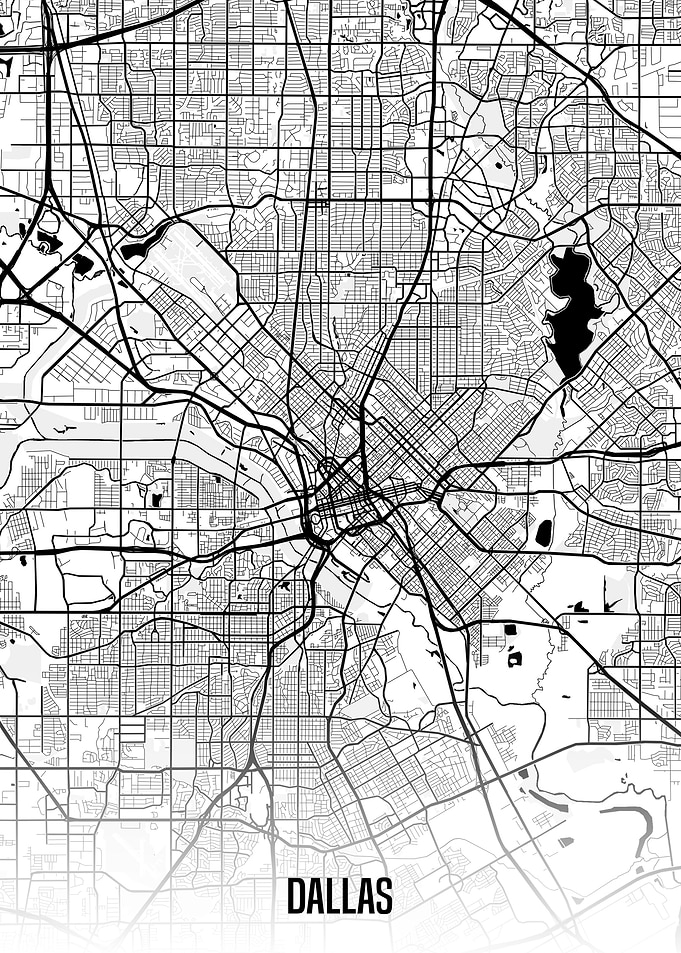 Dallas white map