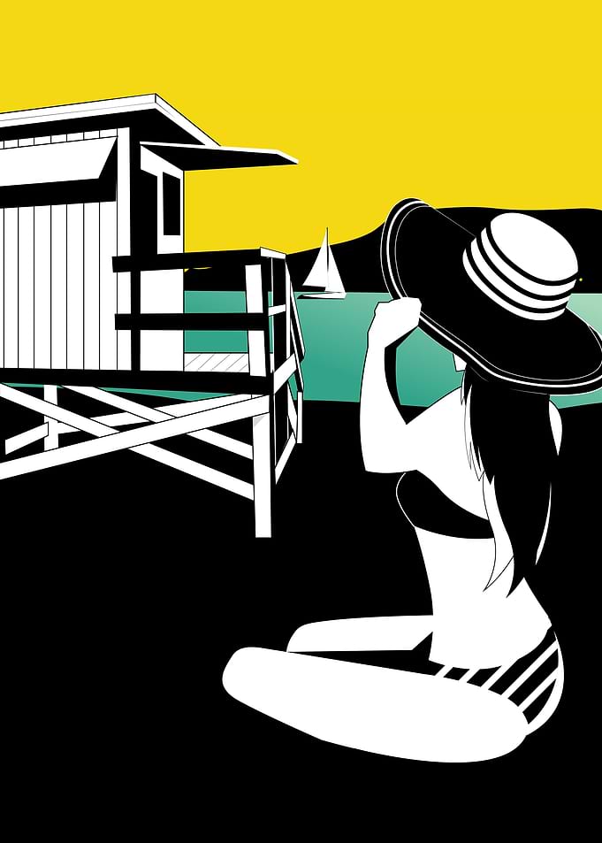 Girl with hat on beach