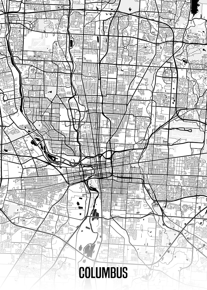 Columbus white map