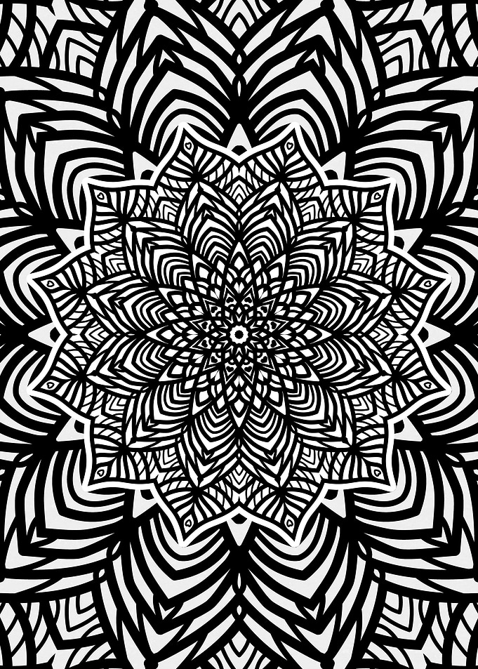 Black White Mandala Art